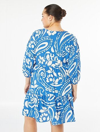 Vestido corto estampado de manga larga