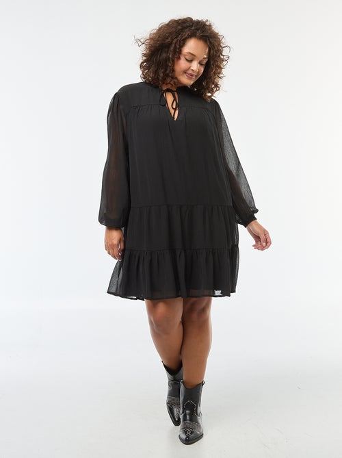 Vestido corto estampado de manga larga - Kiabi