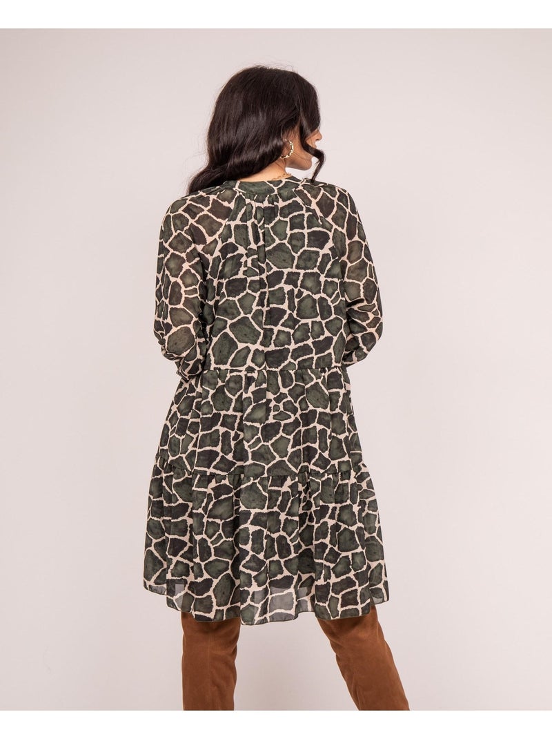 Vestido corto estampado IFER Caqui - Kiabi