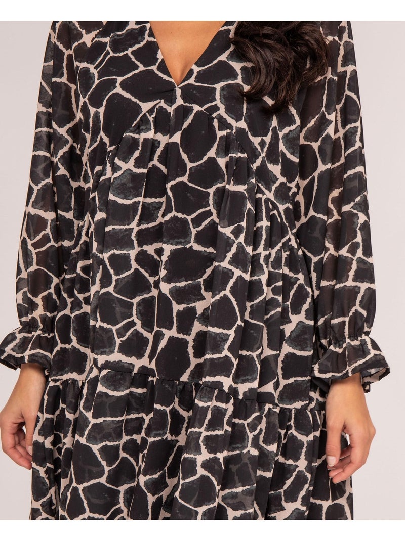Vestido corto estampado IFER Negro - Kiabi