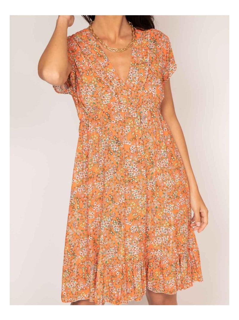 Vestido corto estampado IJONA Naranja - Kiabi