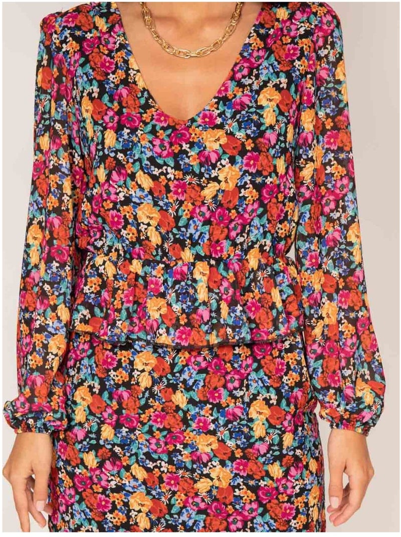 Vestido corto estampado IMKIE Negro - Kiabi