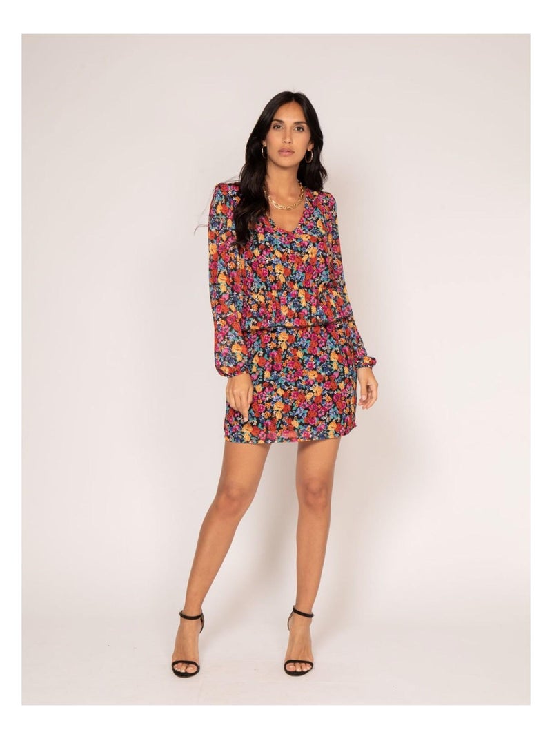 Vestido corto estampado IMKIE Negro - Kiabi