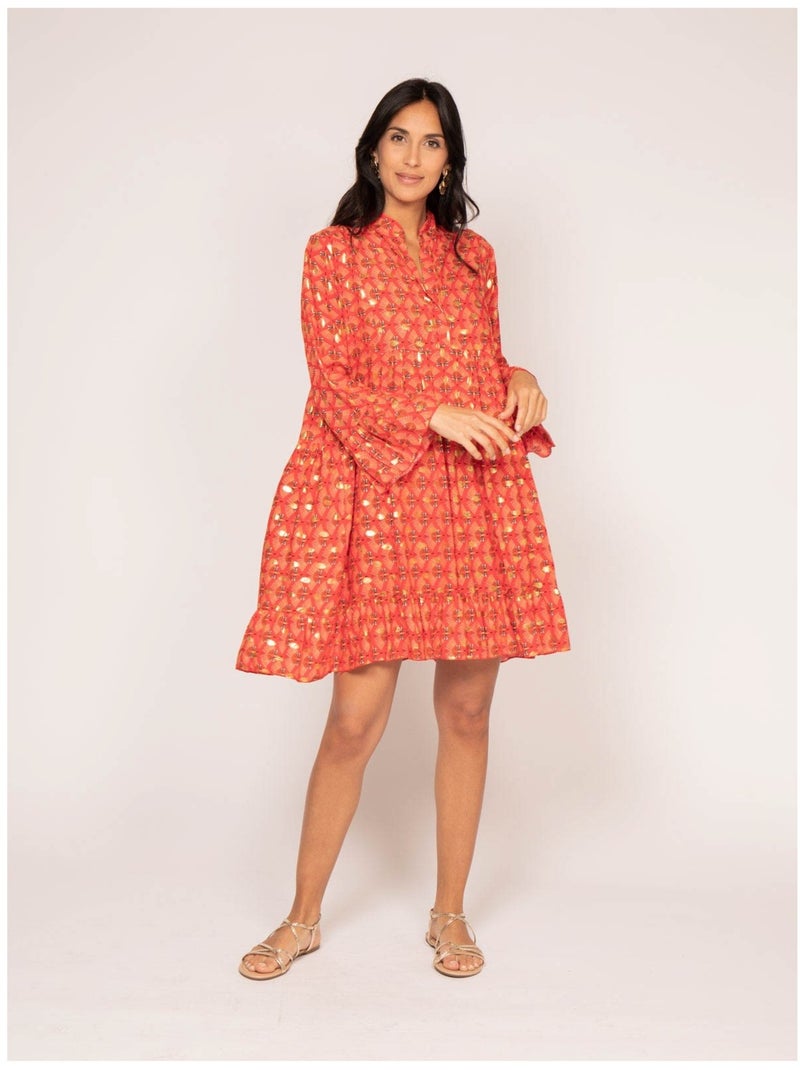 Vestido corto estampado ISTHER Rojo - Kiabi