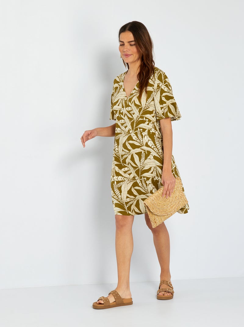 Vestido corto estampado KAKI - Kiabi