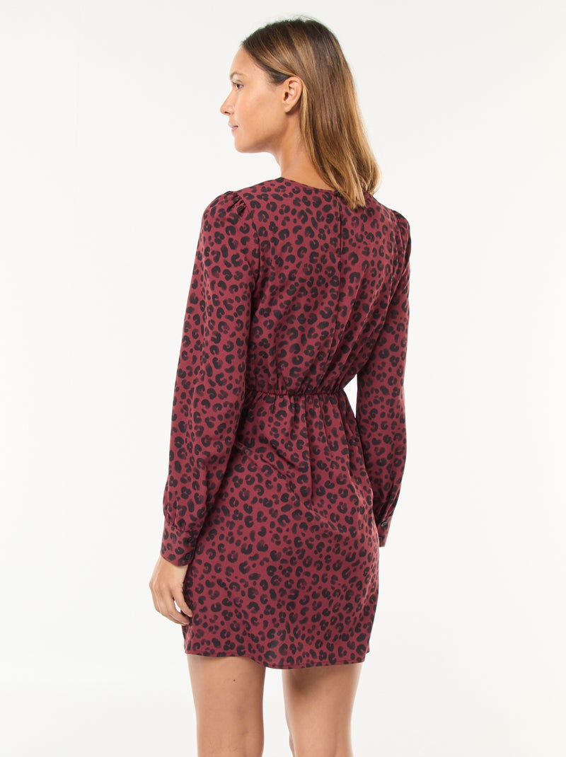 Vestido corto estampado leopardo efecto drapeado Purpura - Kiabi