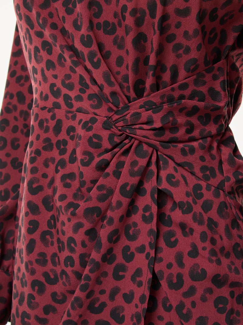 Vestido corto estampado leopardo efecto drapeado Purpura - Kiabi