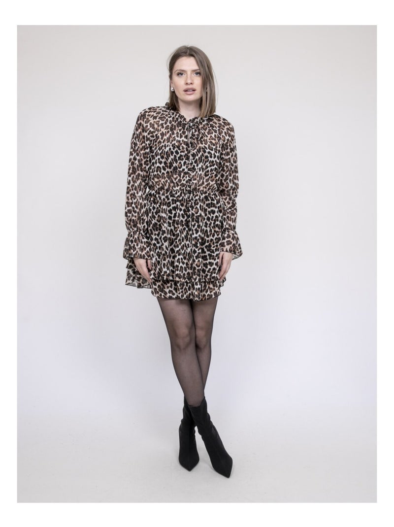 Vestido corto estampado leopardo ITISSIMI Marrón - Kiabi