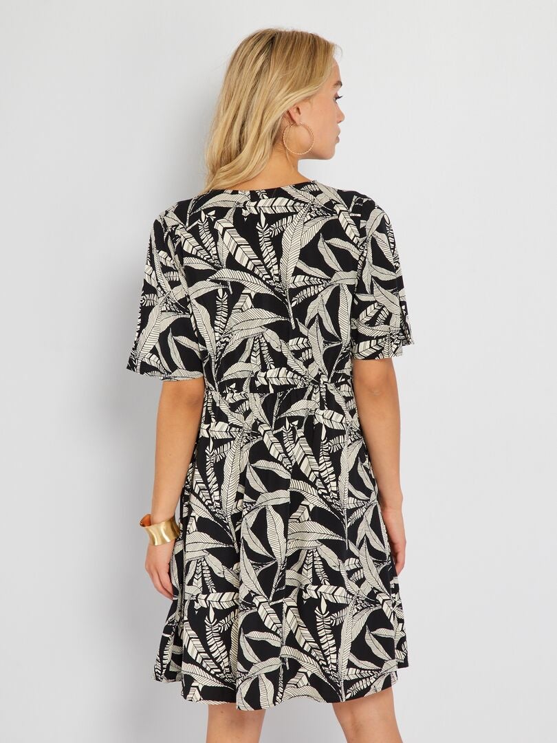 Vestido corto estampado NEGRO - Kiabi