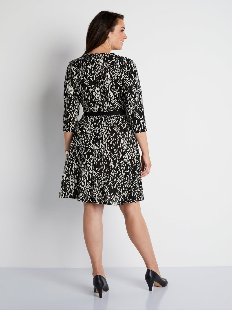Vestido corto estampado punto cálido - Afibel Negro - Kiabi
