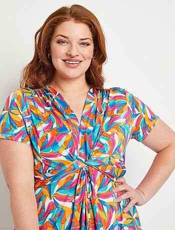 Vestido corto evasé con estampado floral - Afibel