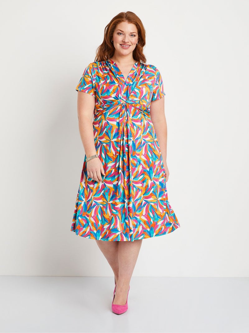 Vestido corto evasé con estampado floral - Afibel Multicolor - Kiabi