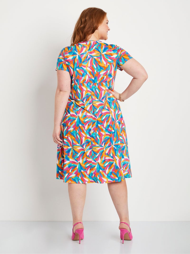 Vestido corto evasé con estampado floral - Afibel Multicolor - Kiabi