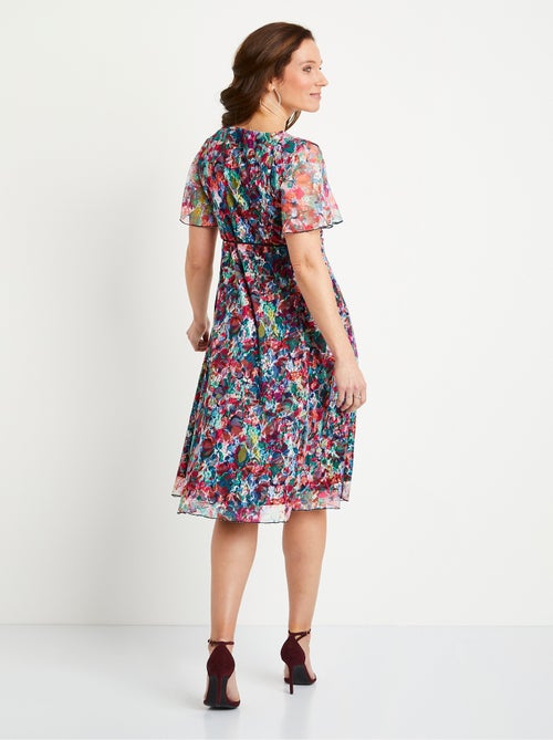 Vestido corto evasé de encaje floral - Afibel - Kiabi