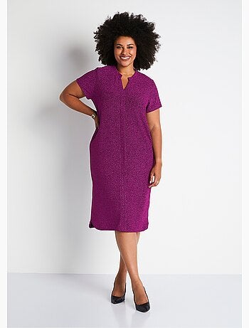 Vestido corto evasé de punto brillante - Afibel