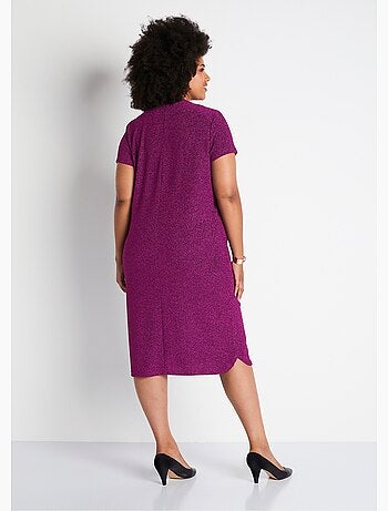 Vestido corto evasé de punto brillante - Afibel