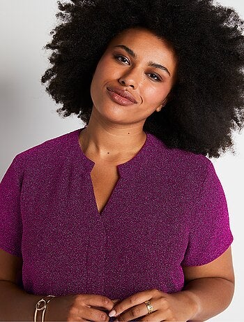 Vestido corto evasé de punto brillante - Afibel