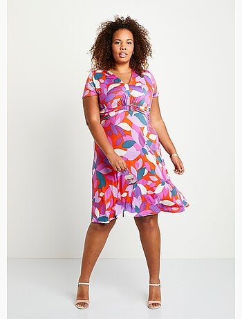 Vestido corto evasé estampado - AFIBEL