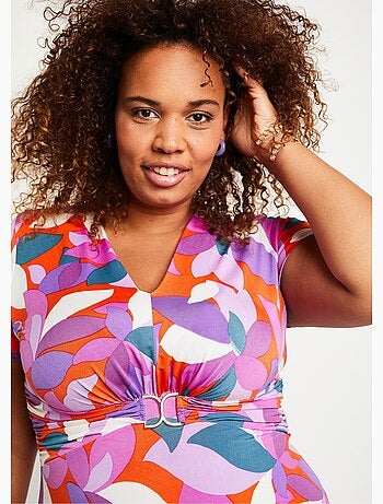 Vestido corto evasé estampado - AFIBEL