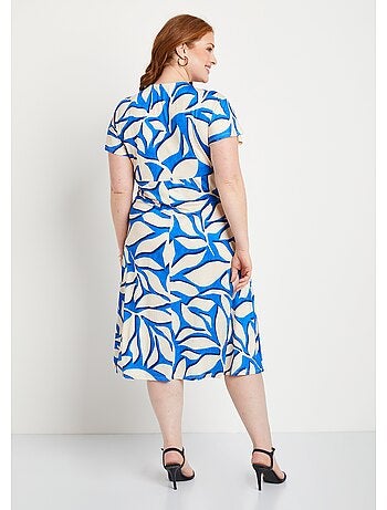 Vestido corto evasé estampado de hojas - Afibel