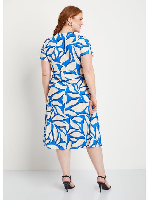Vestido corto evasé estampado de hojas - Afibel - Kiabi