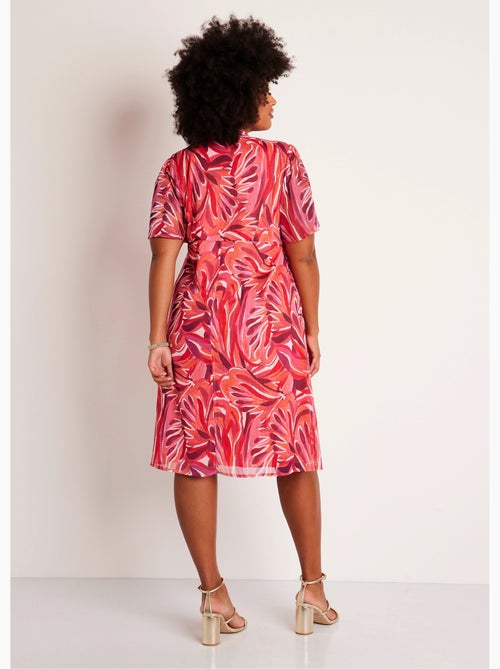 Vestido corto evasé estampado de hojas - Afibel - Kiabi