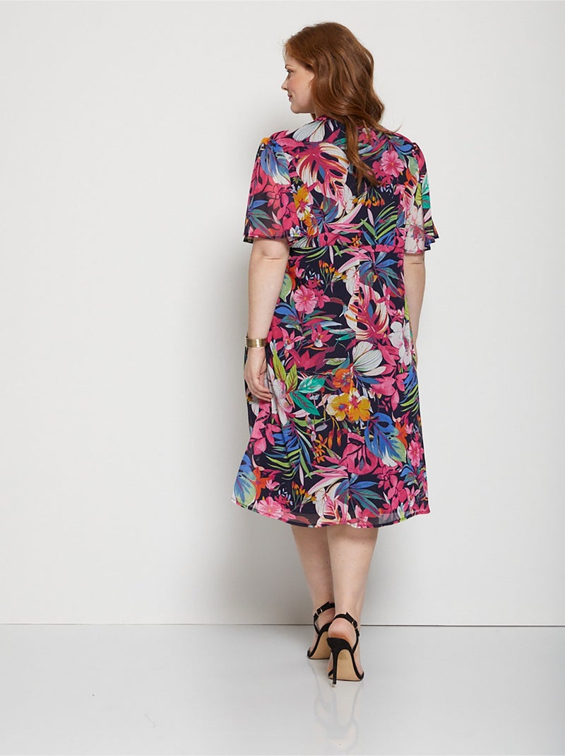 Vestido corto evasé estampado flores - Afibel Multicolor - Kiabi