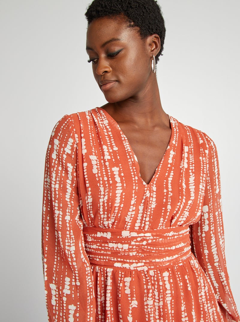 Vestido corto evasé estampado MARRON - Kiabi