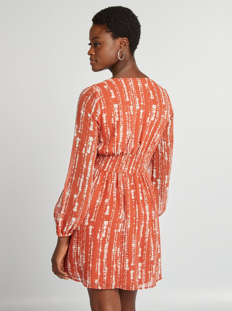 Vestido corto evasé estampado MARRON - Kiabi