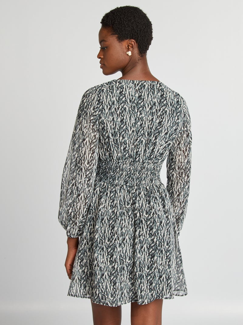 Vestido corto evasé estampado NEGRO - Kiabi