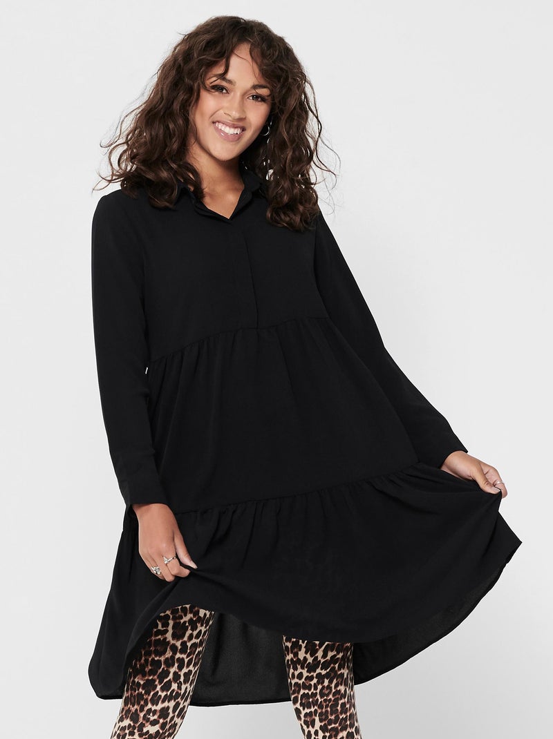 Vestido corto evasé 'JDY' negro - Kiabi