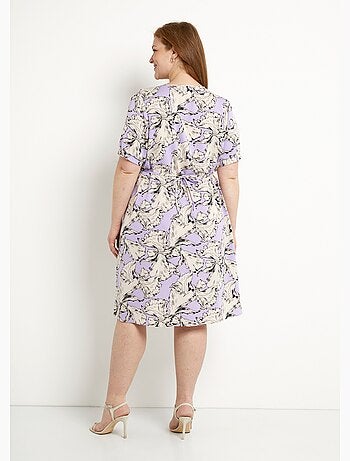 Vestido corto fluido cruzado con estampado gráfico - Afibel