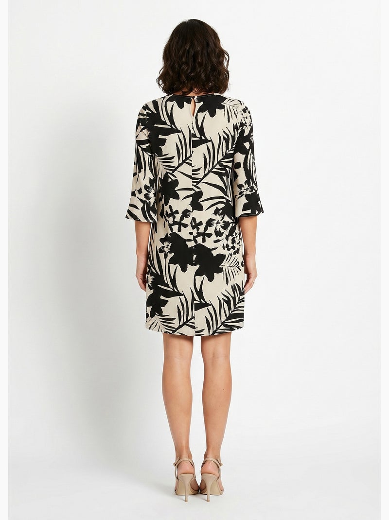 Vestido corto fluido fluido floral - Afibel Negro - Kiabi