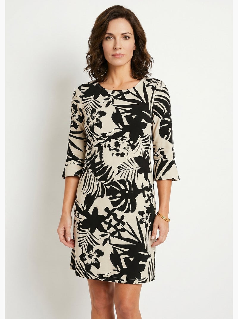Vestido corto fluido fluido floral - Afibel Negro - Kiabi