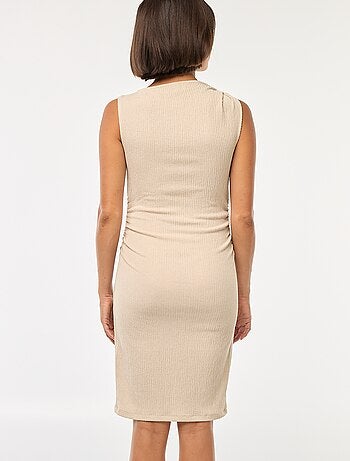 Vestido corto fruncido de punto gofrado