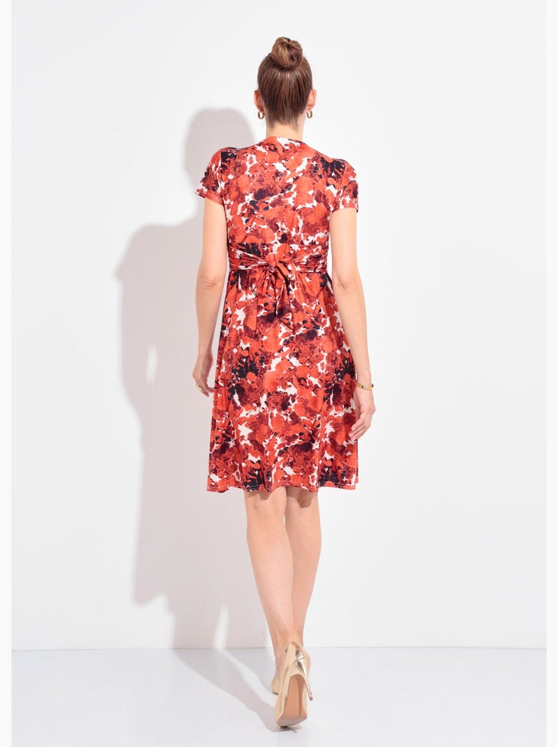 Vestido corto gráfico de manga corta - afibel Naranja - Kiabi