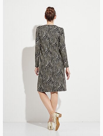 Vestido corto holgado de jacquard de cebra - Afibel