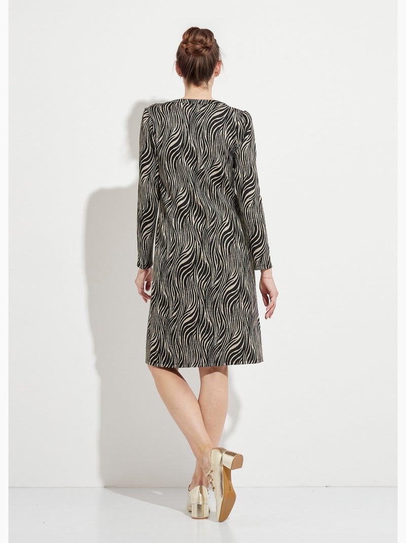 Vestido corto holgado de jacquard de cebra - Afibel Negro Blanco - Kiabi