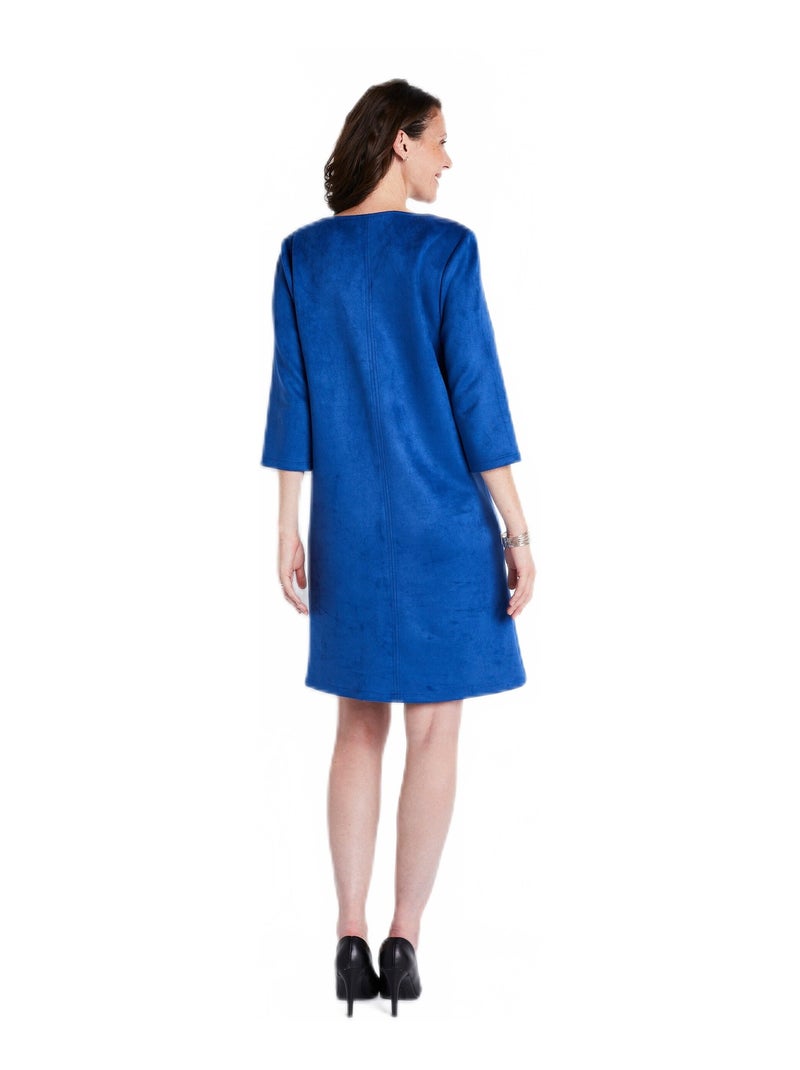 Vestido corto holgado en tejido ante liso - Afibel Azul - Kiabi
