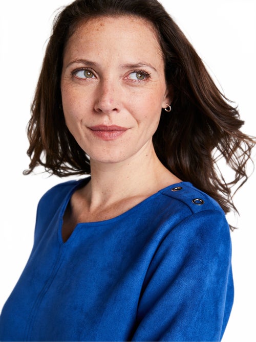 Vestido corto holgado en tejido ante liso - Afibel - Kiabi