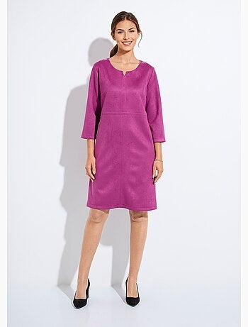 Vestido corto completo en ante liso - Afibel