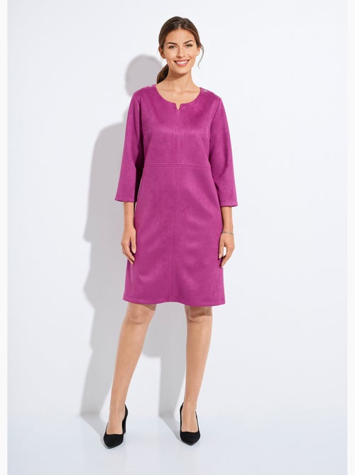 Vestido corto holgado en tejido ante liso - Afibel - Kiabi