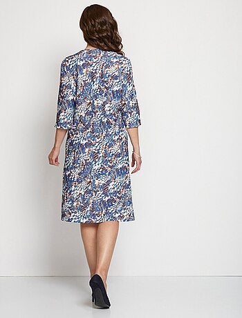 Vestido corto holgado estampado manga 3/4 - Afibel