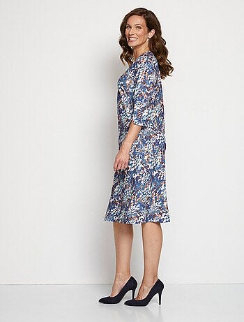 Vestido corto holgado estampado manga 3/4 - Afibel