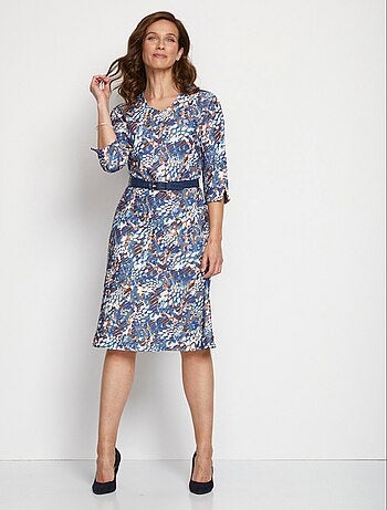 Vestido corto holgado estampado manga 3/4 - Afibel