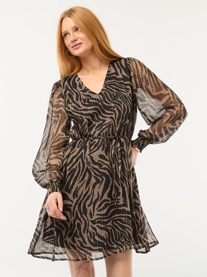 Vestido corto 'JDY' de gasa con hilos brillantes Negro - Kiabi