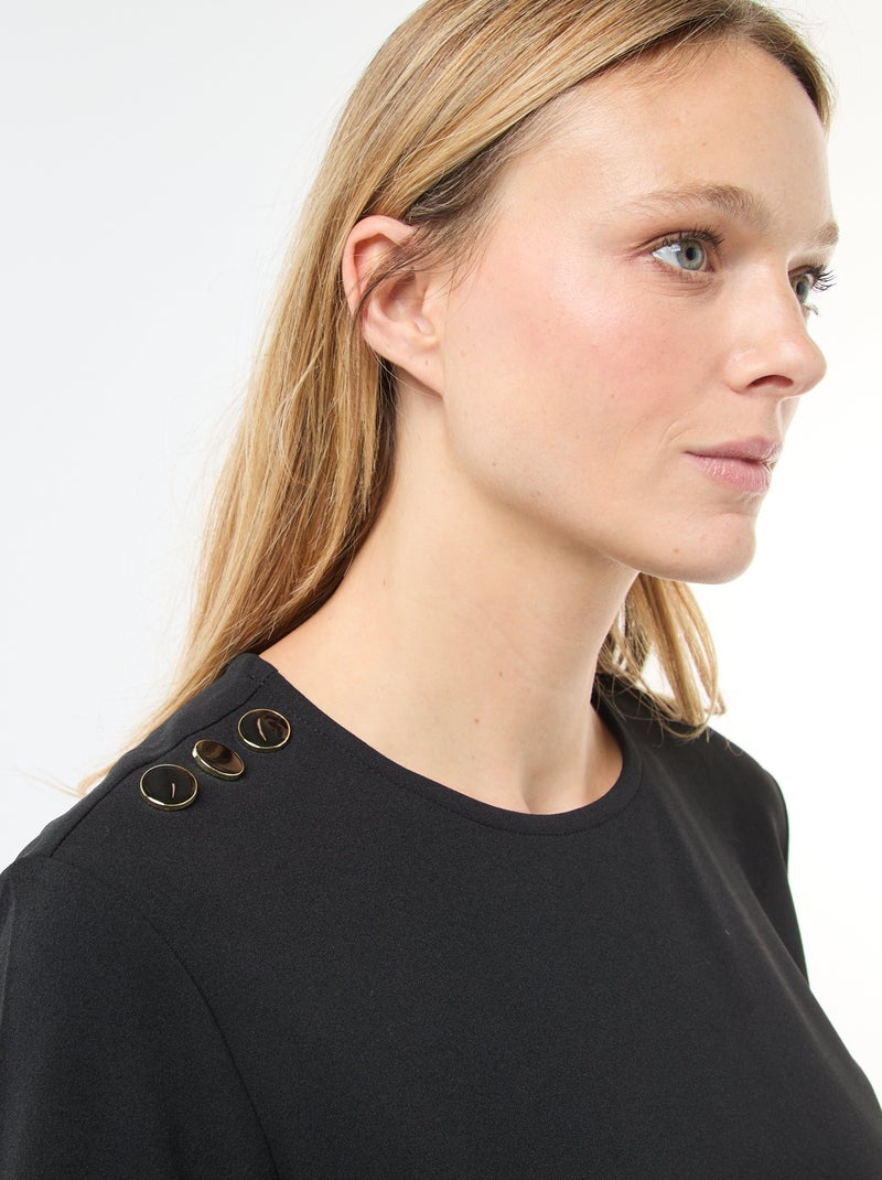 Vestido corto liso con cuello redondo 'JDY' Negro - Kiabi