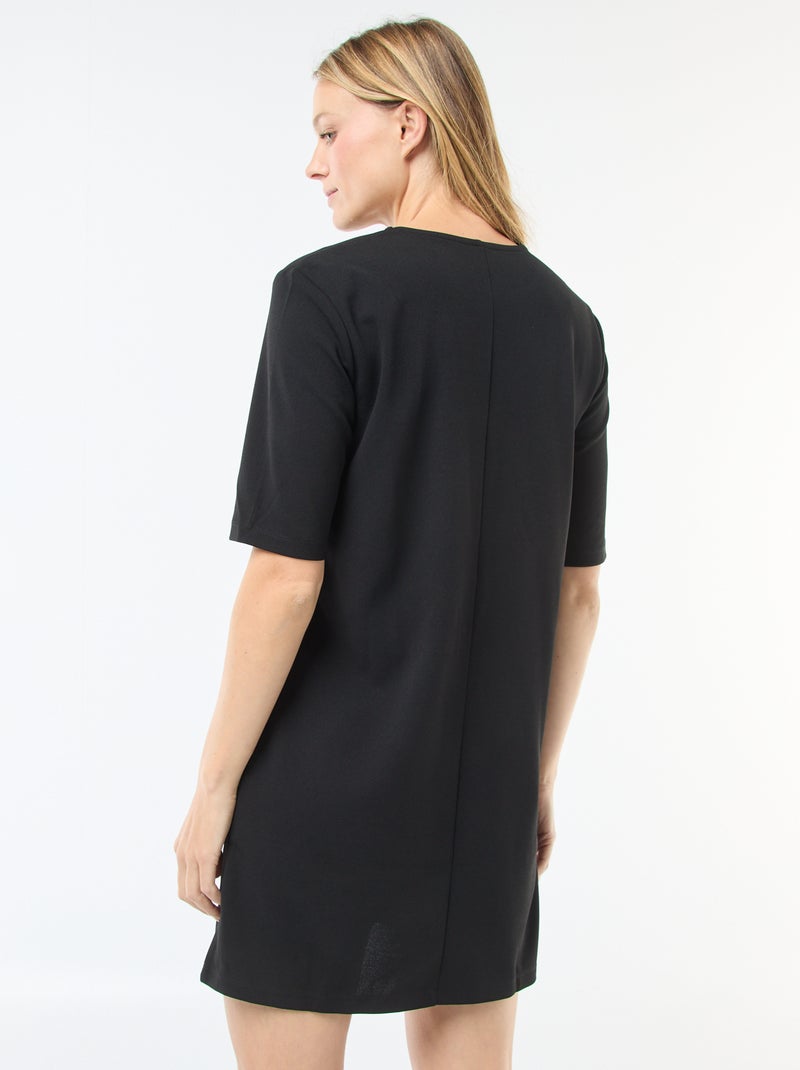 Vestido corto liso con cuello redondo 'JDY' Negro - Kiabi