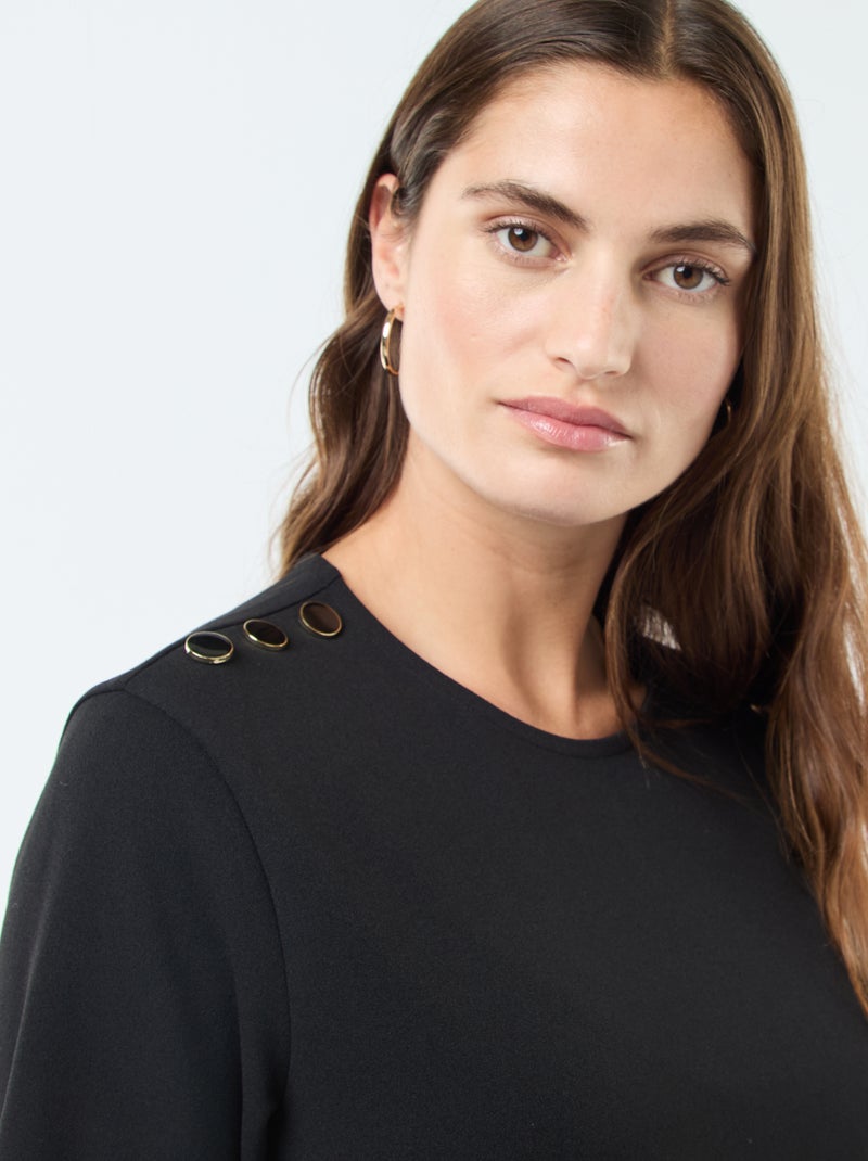 Vestido corto liso con cuello redondo 'JDY' Negro - Kiabi