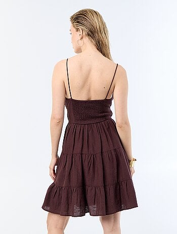 Vestido corto liso con tirantes finos